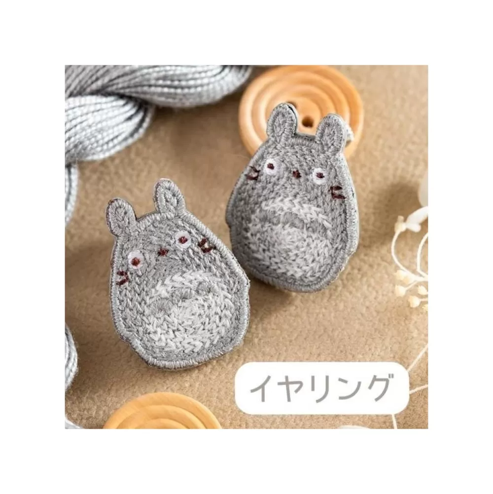 Clearance Bijou Boucle D'Oreilles A Clips Broderie Totoro Gris - Mon Voisin Tot Bijoux