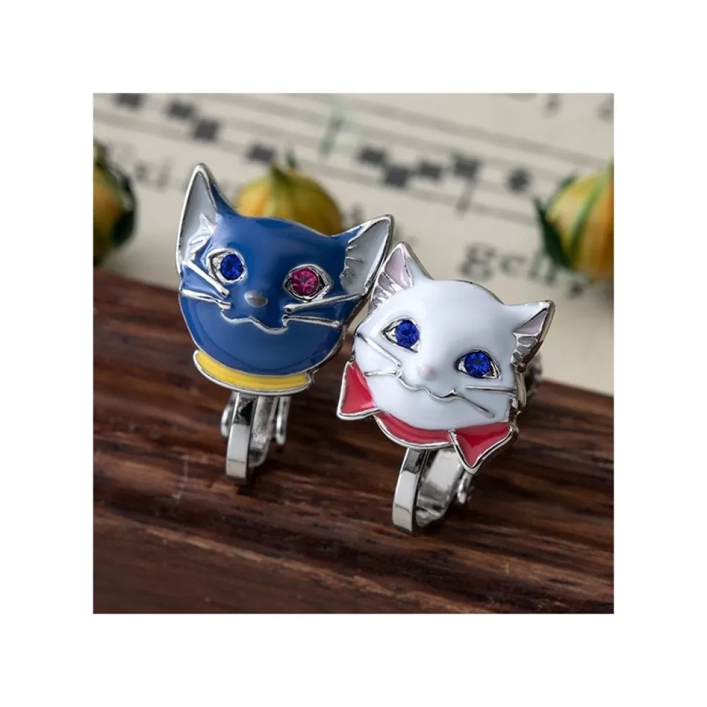 New Boucles D'Oreilles A Clips Yuki & Lune - Le Royaume Des Chats Bijoux