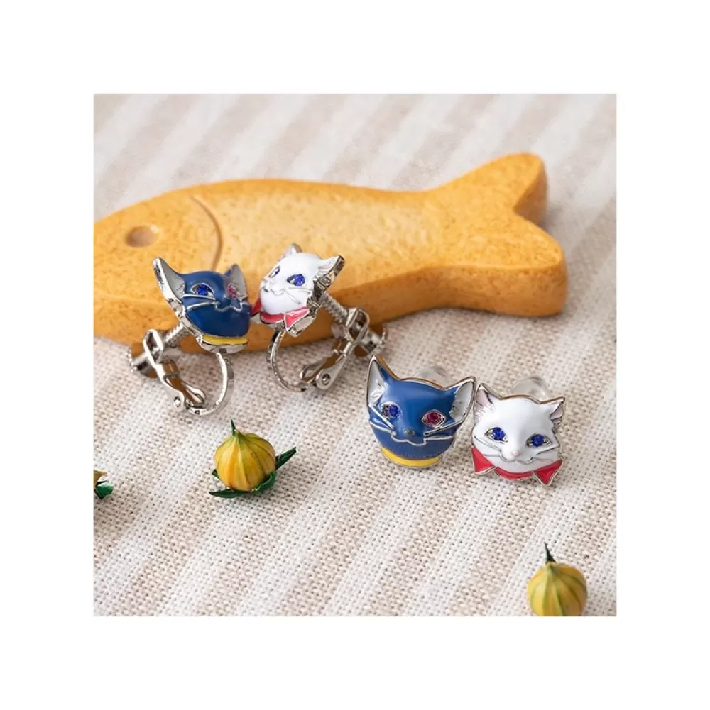 New Boucles D'Oreilles A Clips Yuki & Lune - Le Royaume Des Chats Bijoux