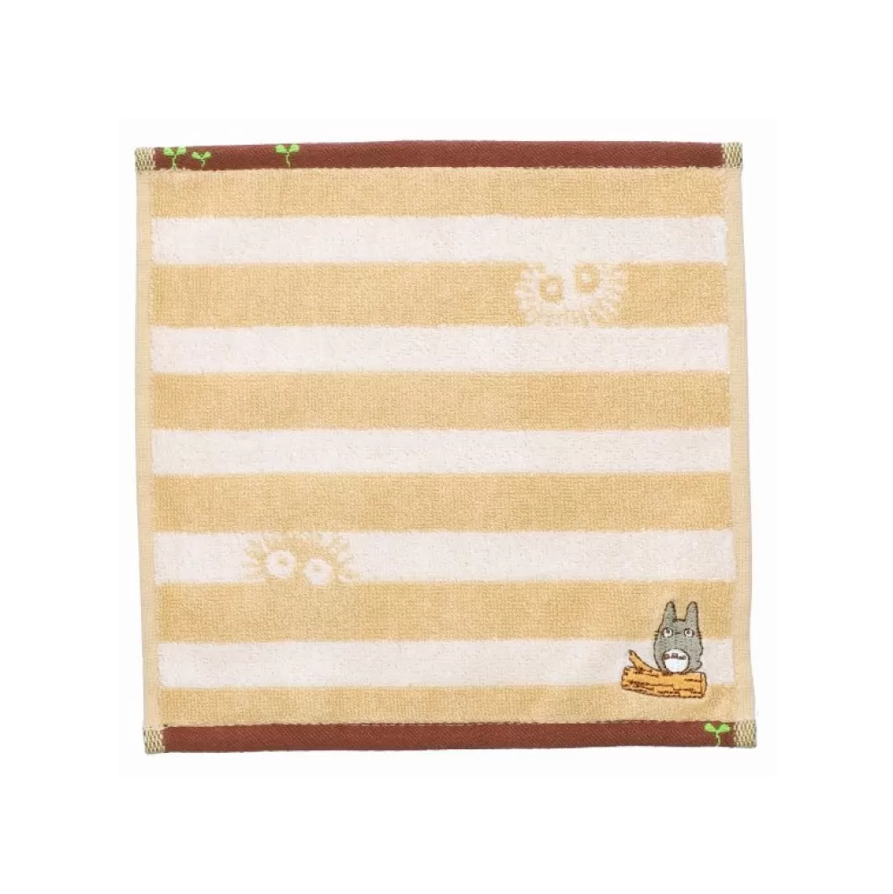 New Mini Serviette Totoro Rayures Beige 25X25Cm - Mon Voisin Totoro Linge De Maison