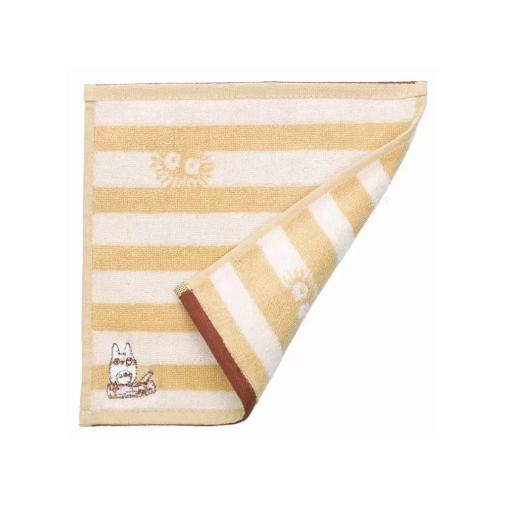 New Mini Serviette Totoro Rayures Beige 25X25Cm - Mon Voisin Totoro Linge De Maison
