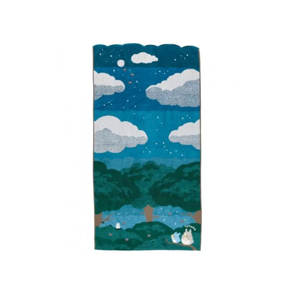Discount Serviette De Bain Sous La Lune 60 X 120 Cm - Mon Voisin Totoro Linge De Maison