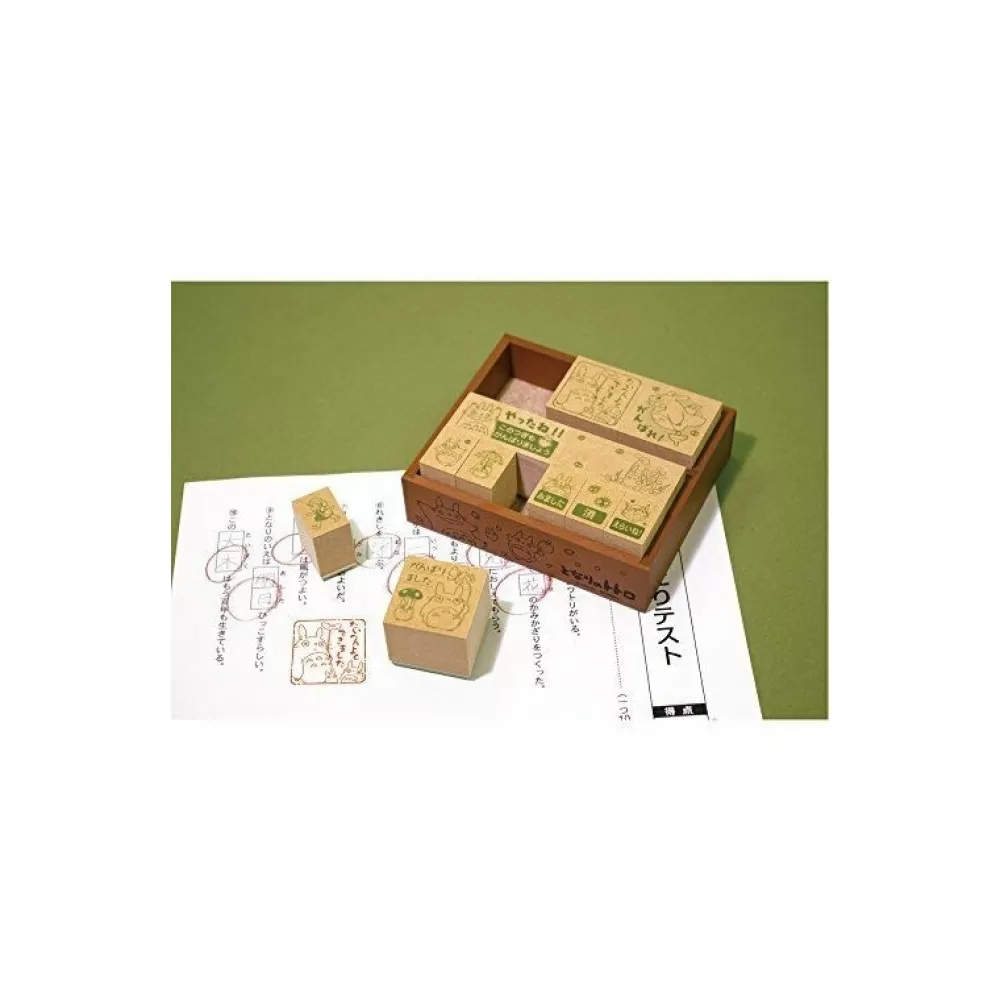 Discount Tampons En Bois Totoro Et Chatbus Version Verte - Mon Voisin Totoro Petit Matériel